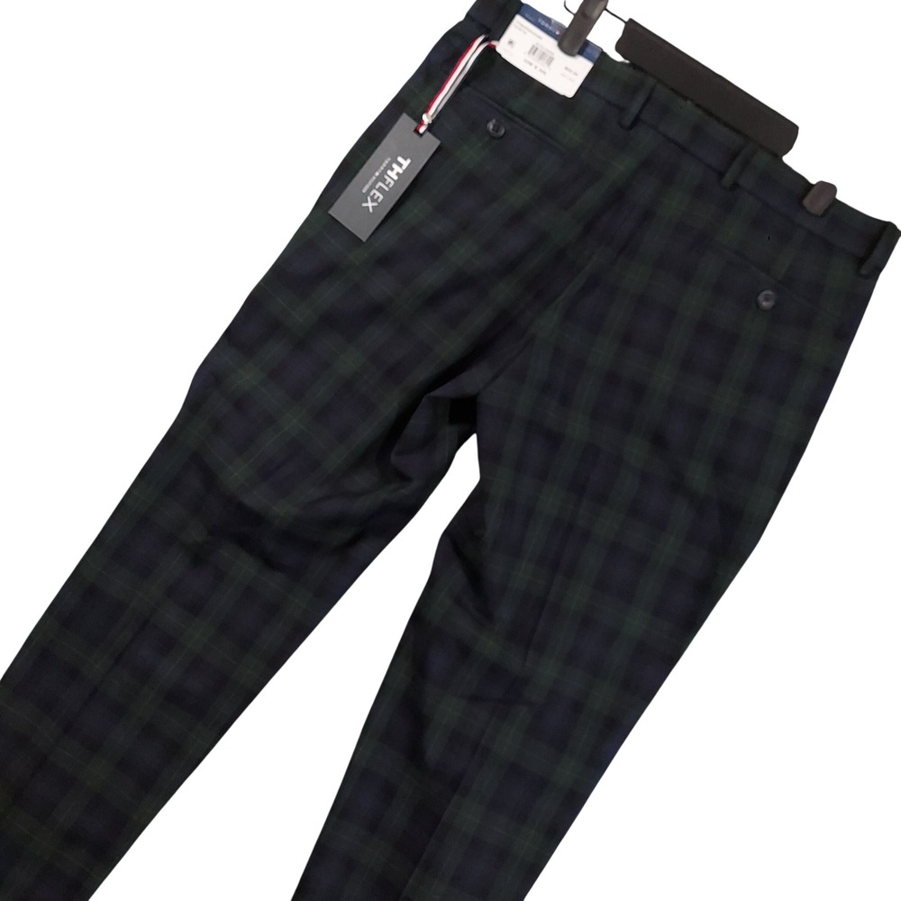Tommy Hilfiger Tate-TH Pants Mens 33x30 Blue Green Plaid THFlex TTEAPH6A0385